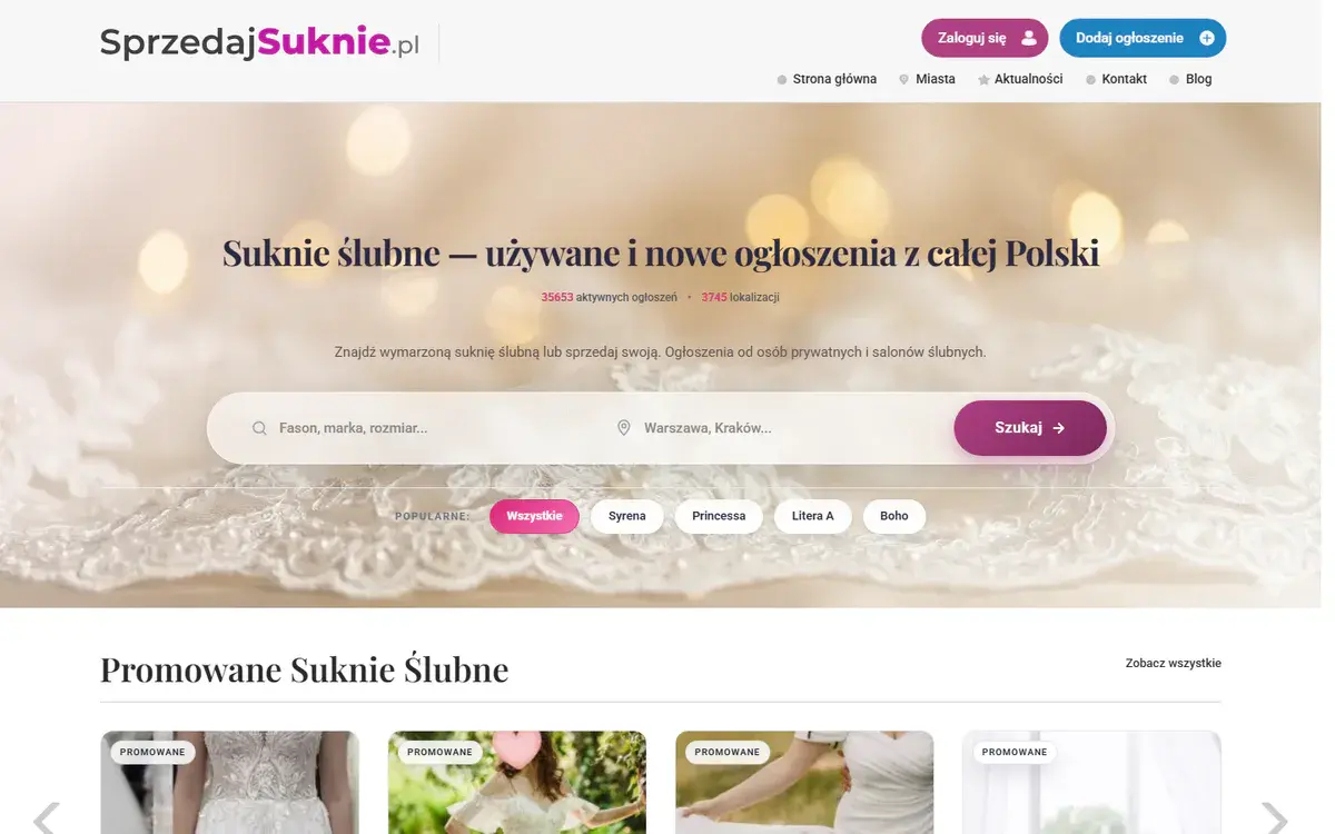 Strona główna serwisu SprzedajSuknie.pl